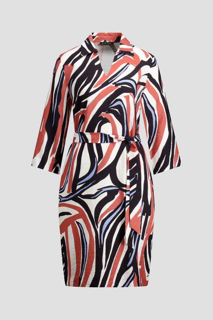 Photo produit 1 de Robe midi écrue à imprimé graphique orange de Claude Arielle pour Femmes