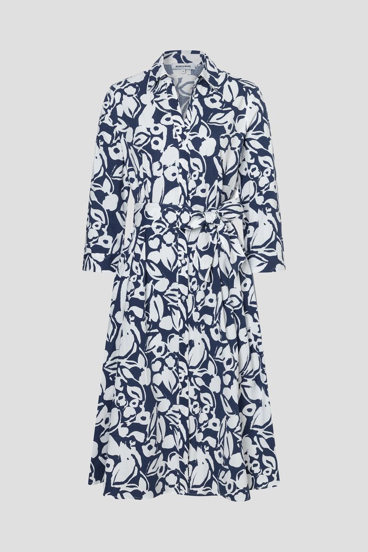 Photo produit 1 de Robe midi en coton bleue à imprimé floral de More & More pour Femmes