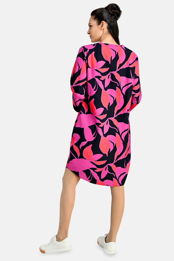 Robe noire à imprimé rose-orange de Bicalla pour Femmes