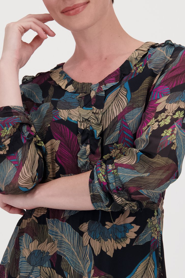 Robe noire avec imprimé feuillage de More & More pour Femmes