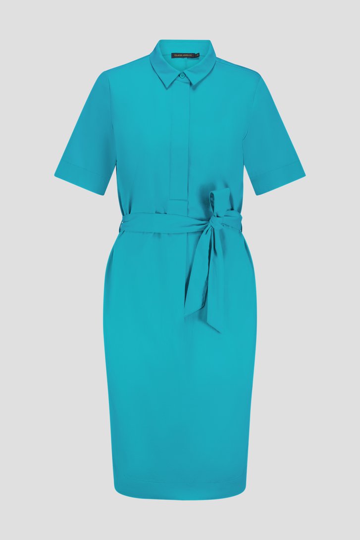 Robe turquoise en coton stretch de Claude Arielle pour Femmes