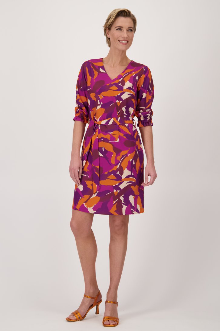 Robe violette-orange avec ruban à la taille de Claude Arielle pour Femmes