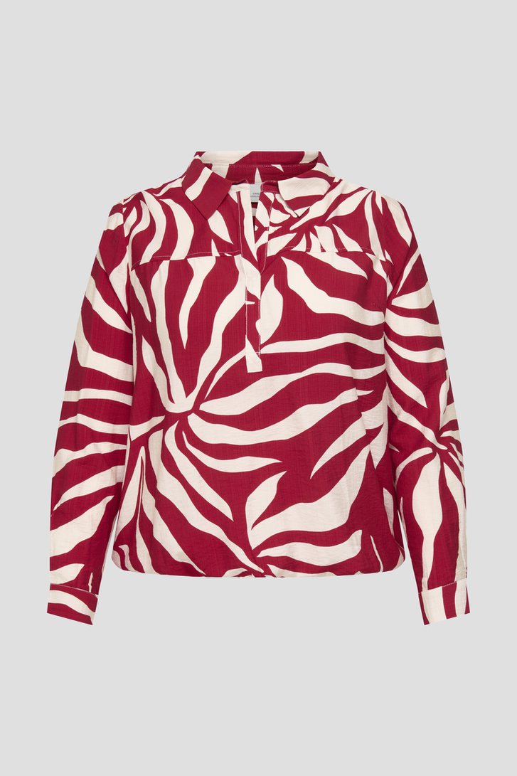 Productfoto 1 van Rode blouse met lichtbeige bladermotief door ONLY Carmakoma voor Dames