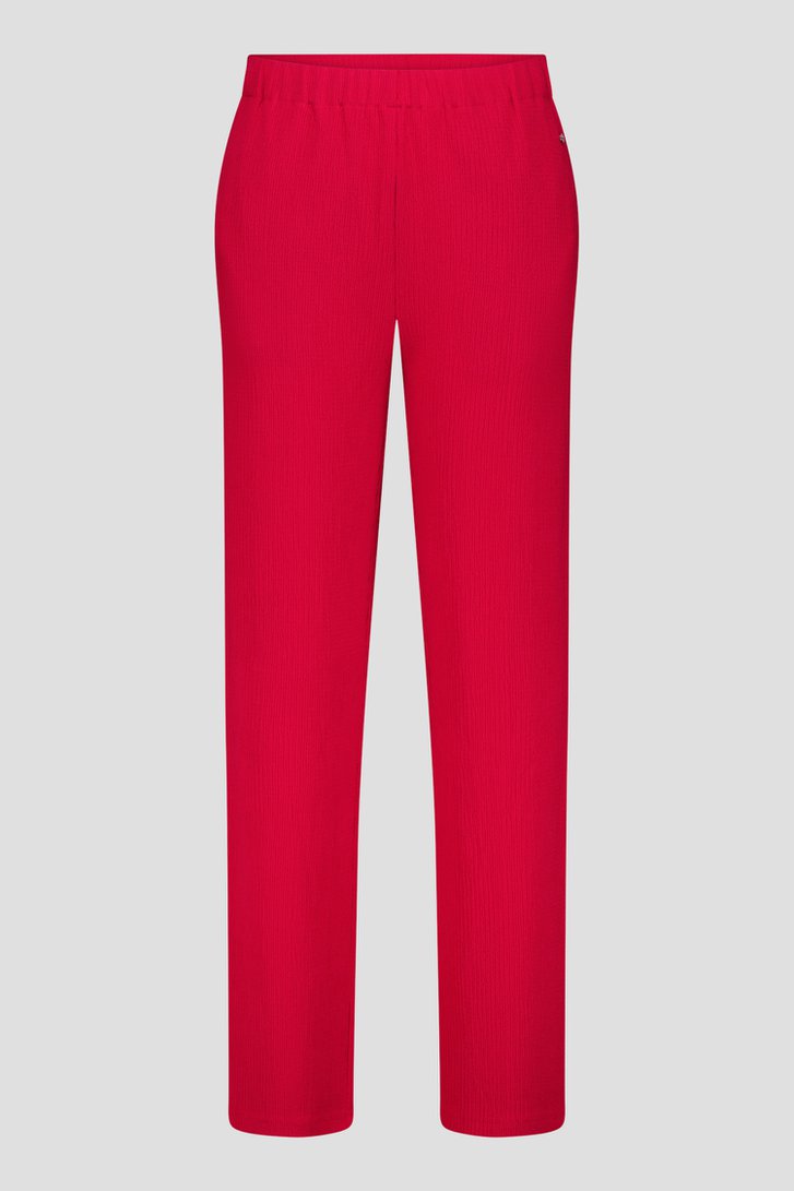 Productfoto 2 van Rode broek met structuur en elastische taille door Claude Arielle voor Dames