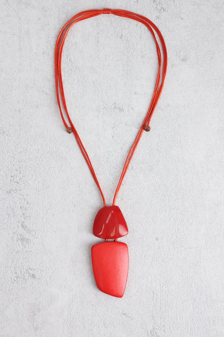 Voorkant van Rode halsketting met hanger door Liberty Island voor Dames