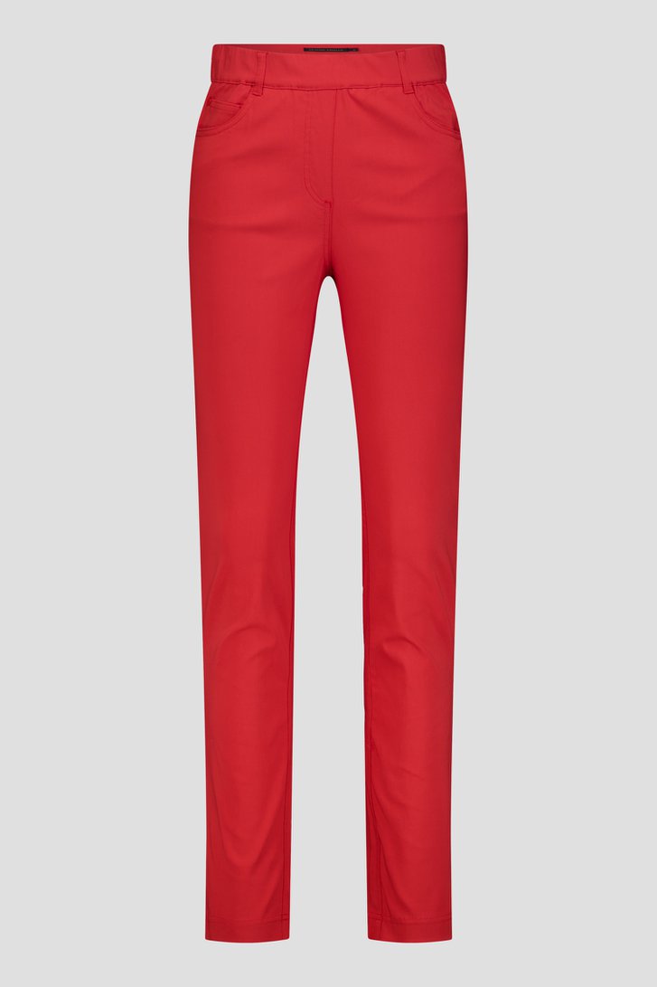 Productfoto 2 van Rode stretchbroek met elastische tailleband door Claude Arielle voor Dames