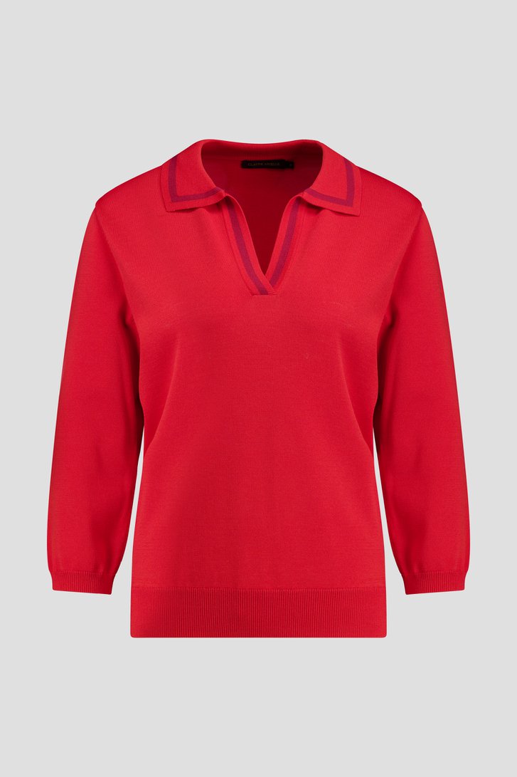 Productfoto 1 van Rode trui met driekwartmouwen door Claude Arielle voor Dames