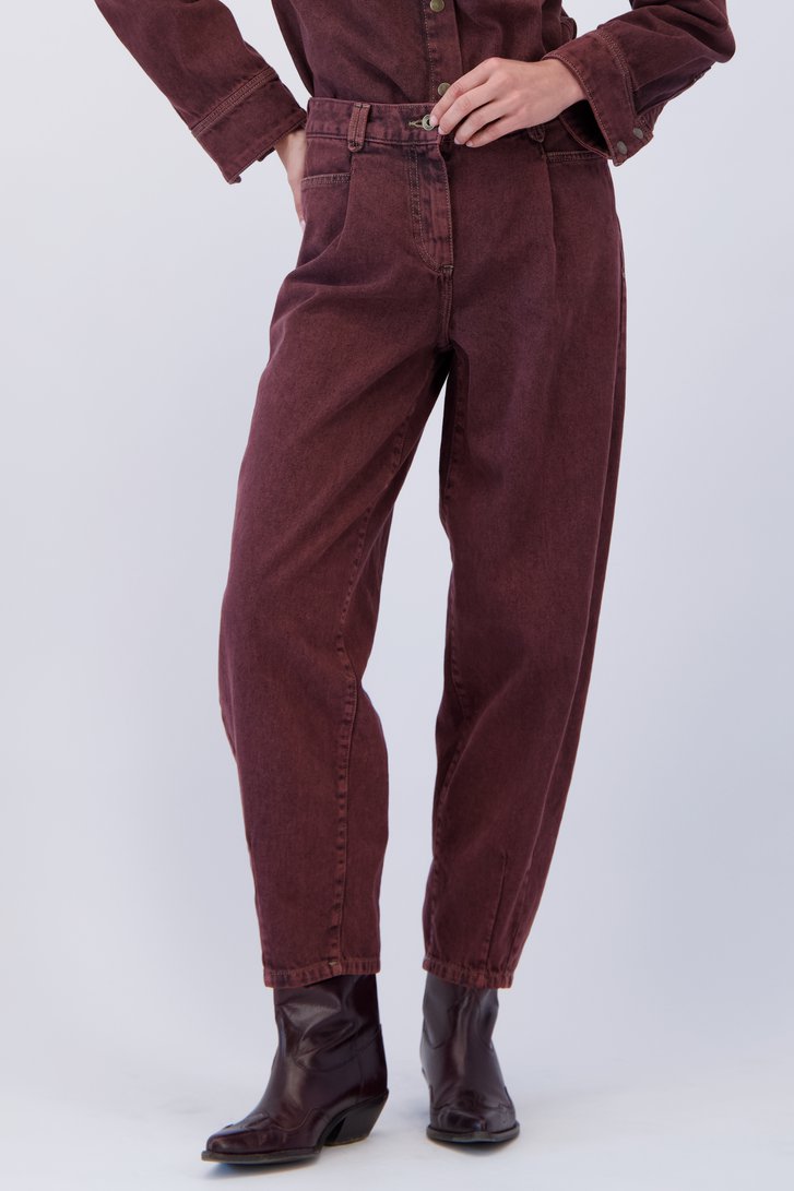 Detail van Roestrode jeans- Barrel fit - 7/8 lengte  door Liberty Island Denim voor Dames