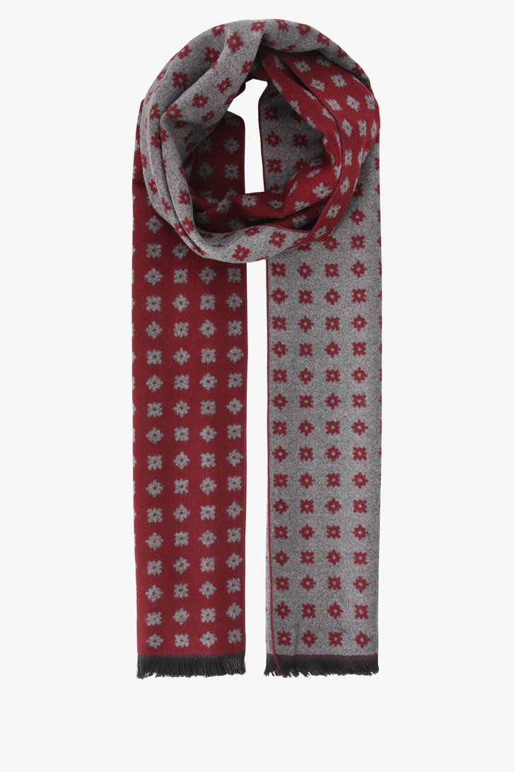 Rood-grijze sjaal met print van Michaelis voor Heren