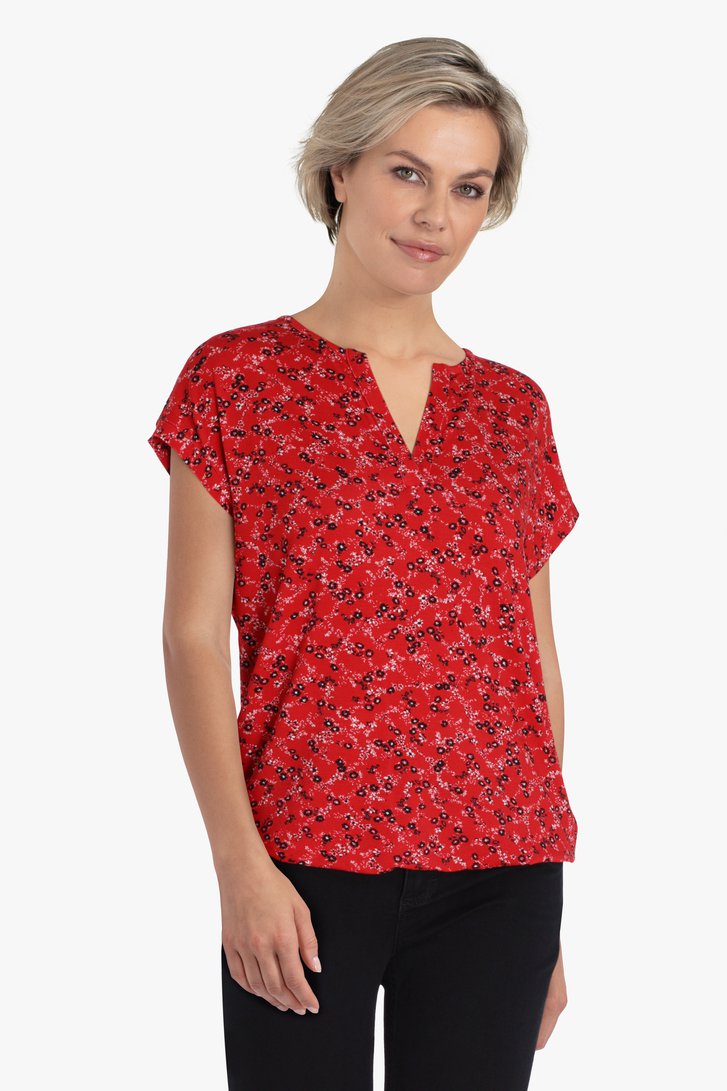 Rood T-shirt met bloemenprint van Claude Arielle voor Dames