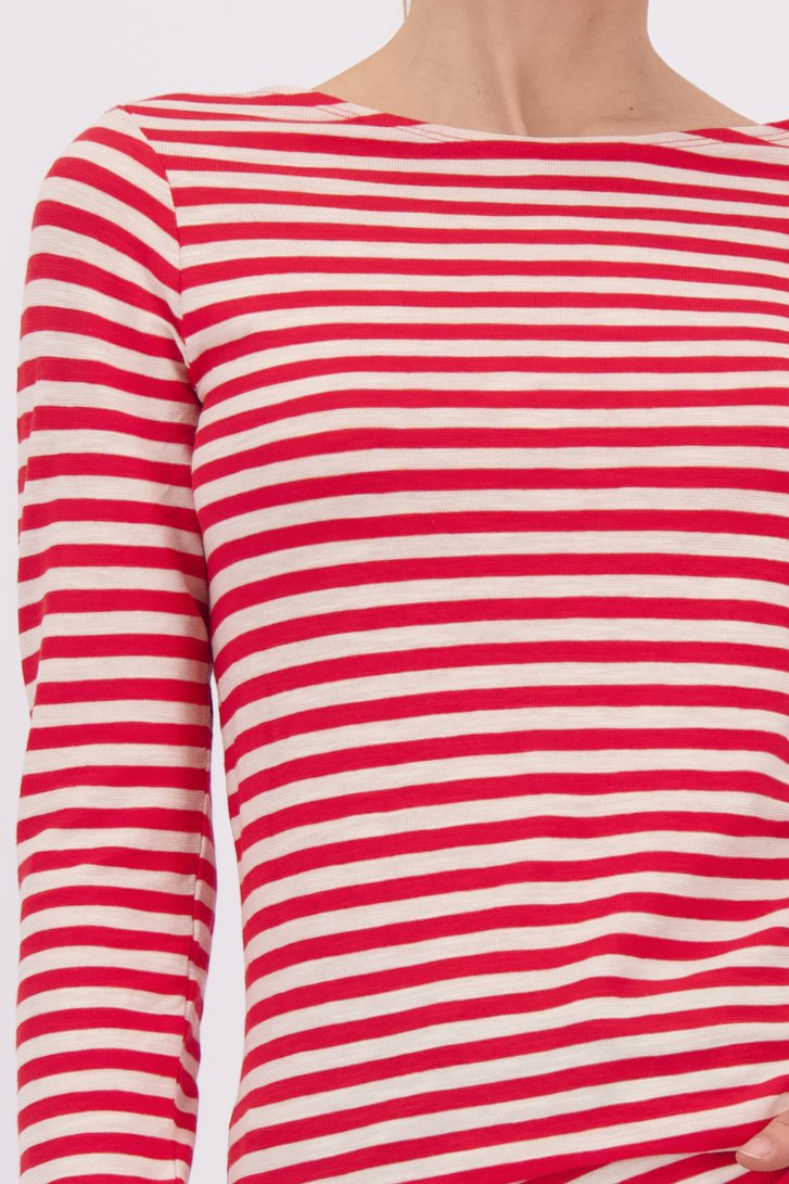 Detail van Rood-wit gestreept T-shirt  door Marc O'Polo voor Dames
