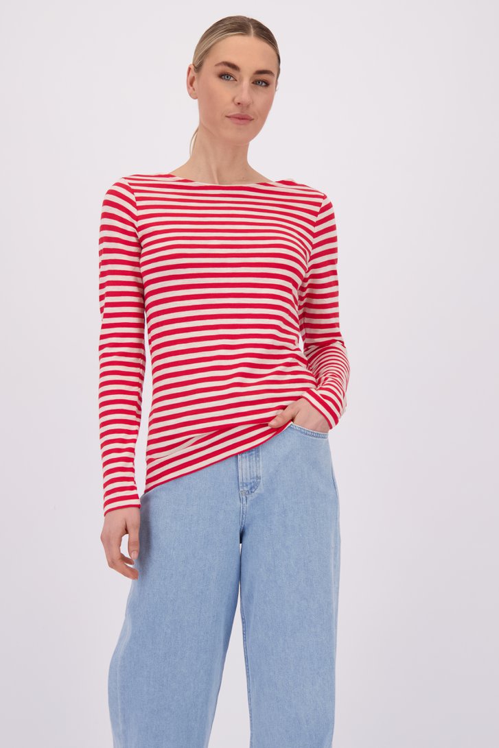 Van Rood Wit Rood Rood-wit gestreept T-shirt | 7676033 | test-solden grote maten| e5