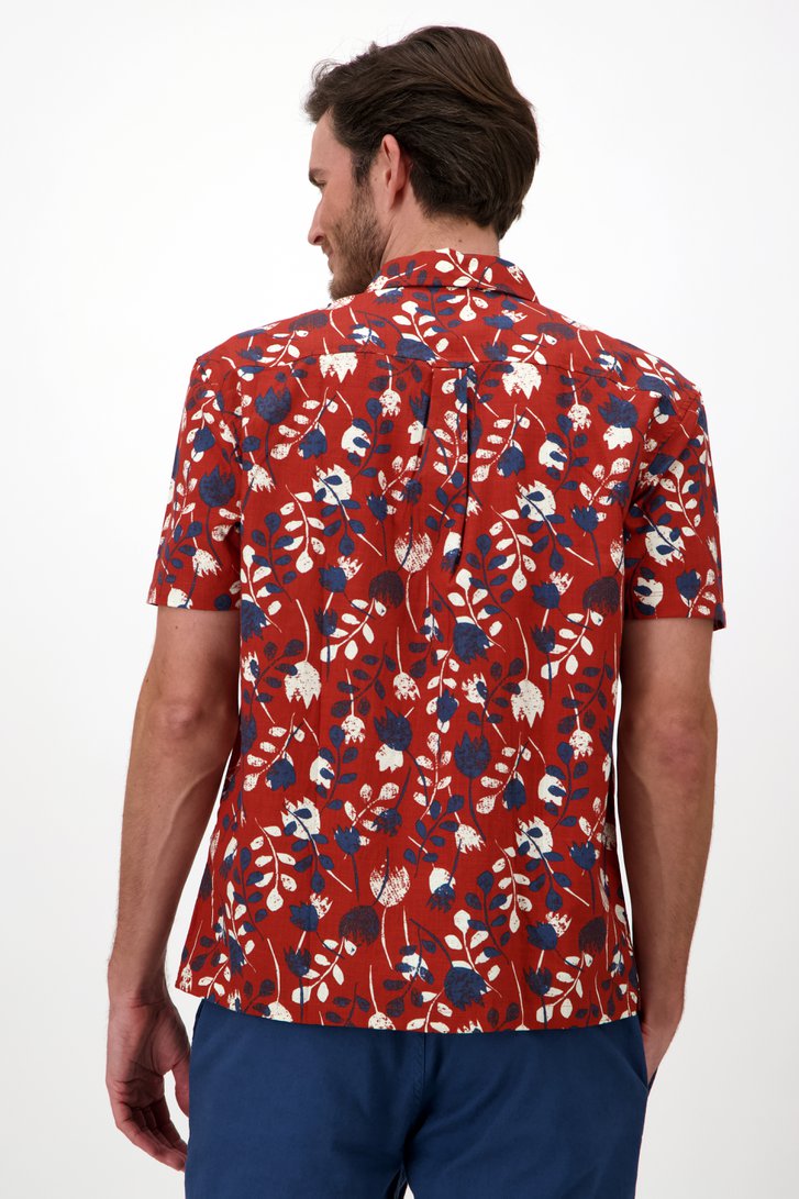 Roodbruin hemd met ecru-blauwe print - regular fit van Ben Sherman voor Heren