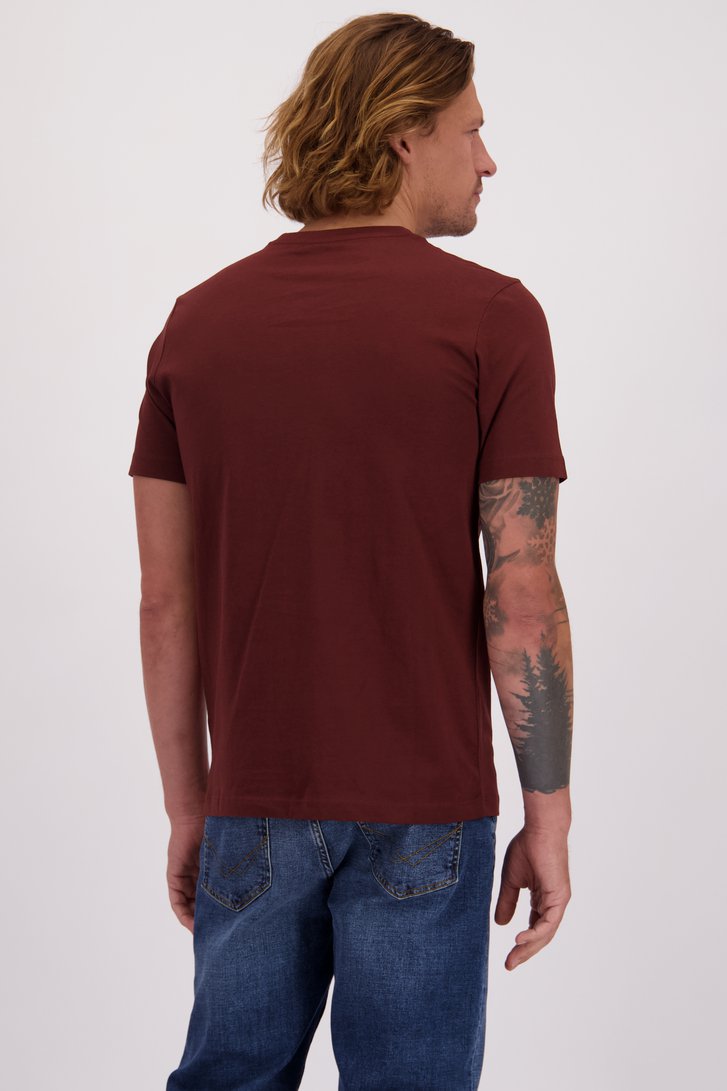 Achterkant van Roodbruin T-shirt met V-hals door Liberty Island voor Heren
