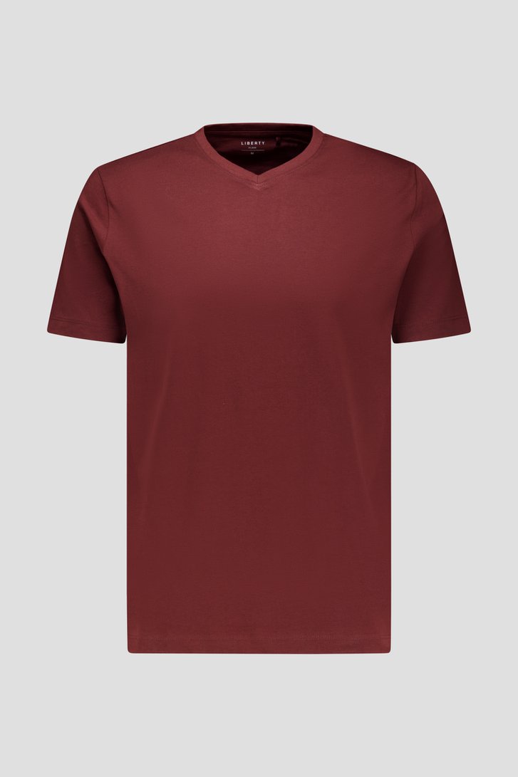 Productfoto 1 van Roodbruin T-shirt met V-hals door Liberty Island voor Heren