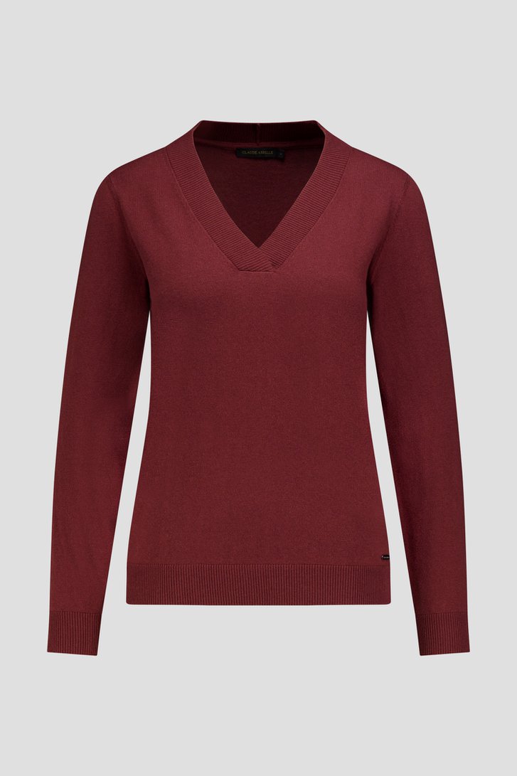 Productfoto 1 van Roodbruin truitje met V-hals door Claude Arielle voor Dames