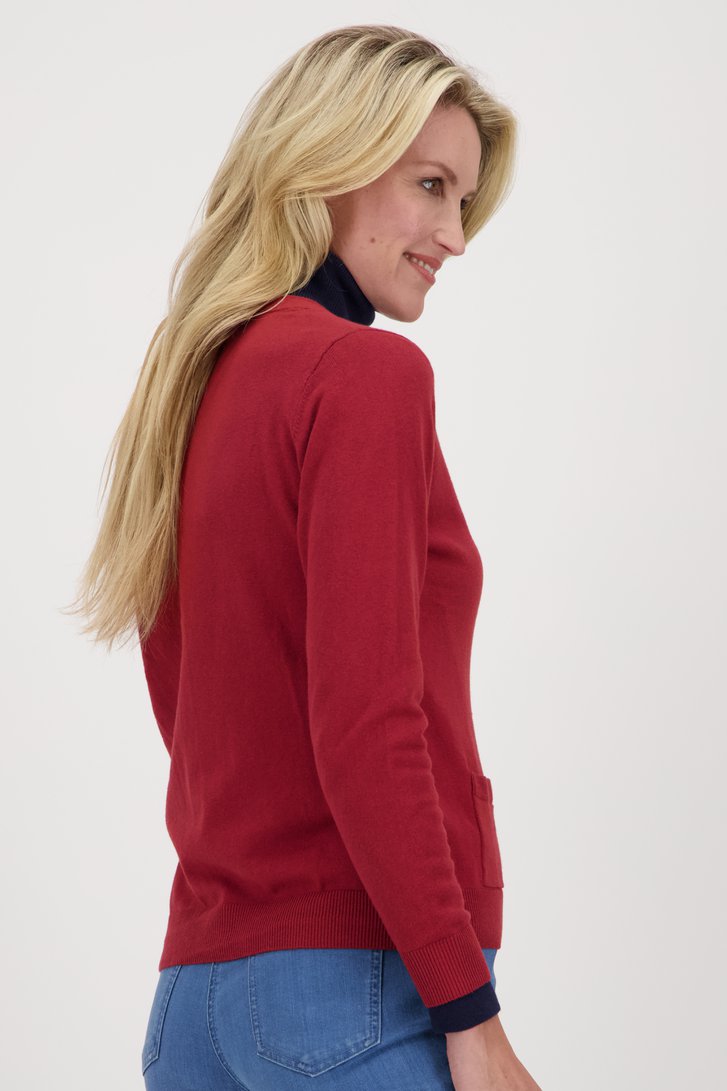Roodbruine cardigan met ton-sur-ton knopen van Claude Arielle voor Dames