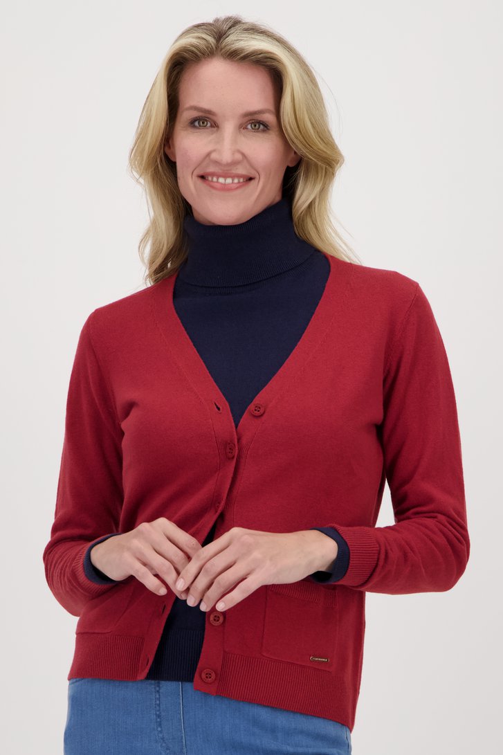 Roodbruine cardigan met ton-sur-ton knopen van Claude Arielle voor Dames