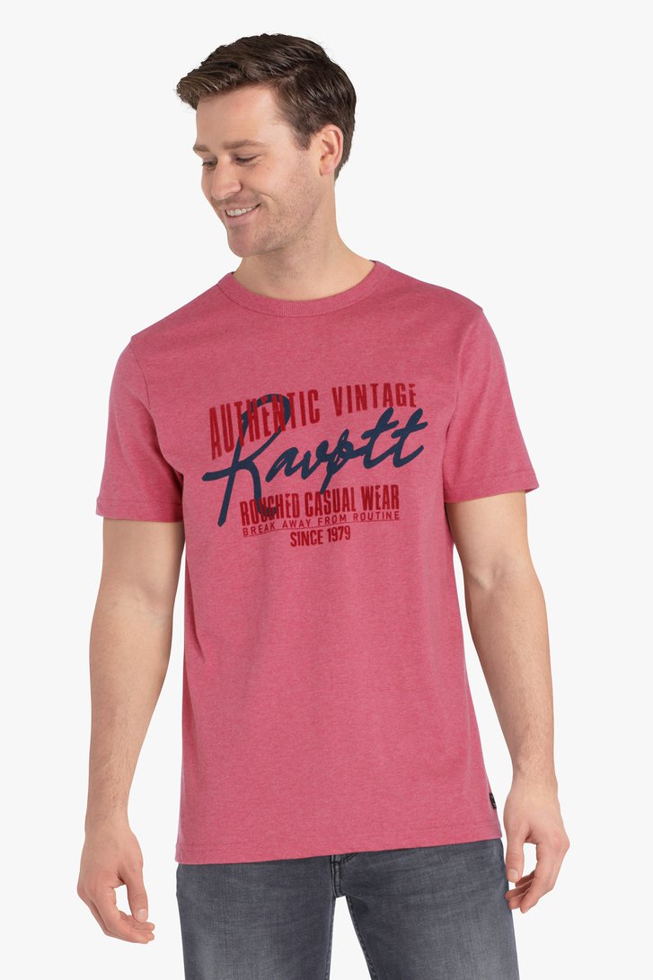 Roodroze T-shirt met print van Ravøtt voor Heren