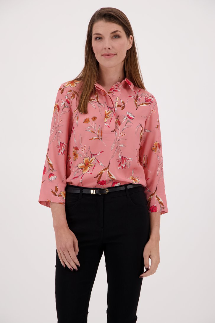 Roze blouse met bloemenprint van Claude Arielle voor Dames