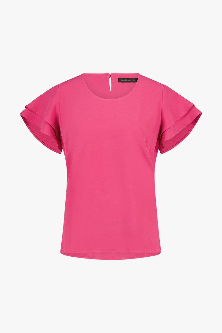 Roze blouse met korte volant-mouwen van Claude Arielle voor Dames
