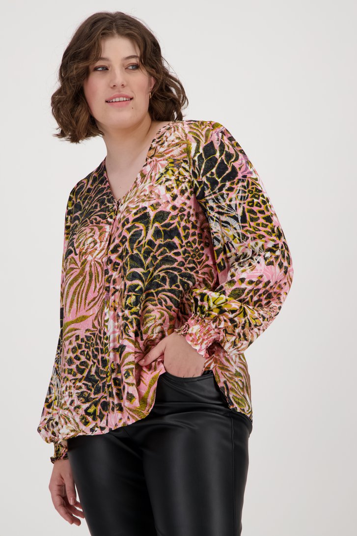 Roze blouse met print van Fransa voor Dames