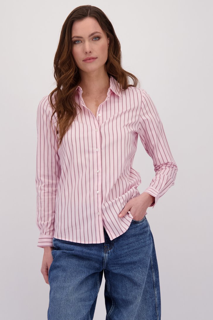 Voorkant van Roze blouse met wit gestreept motief door JDY voor Dames