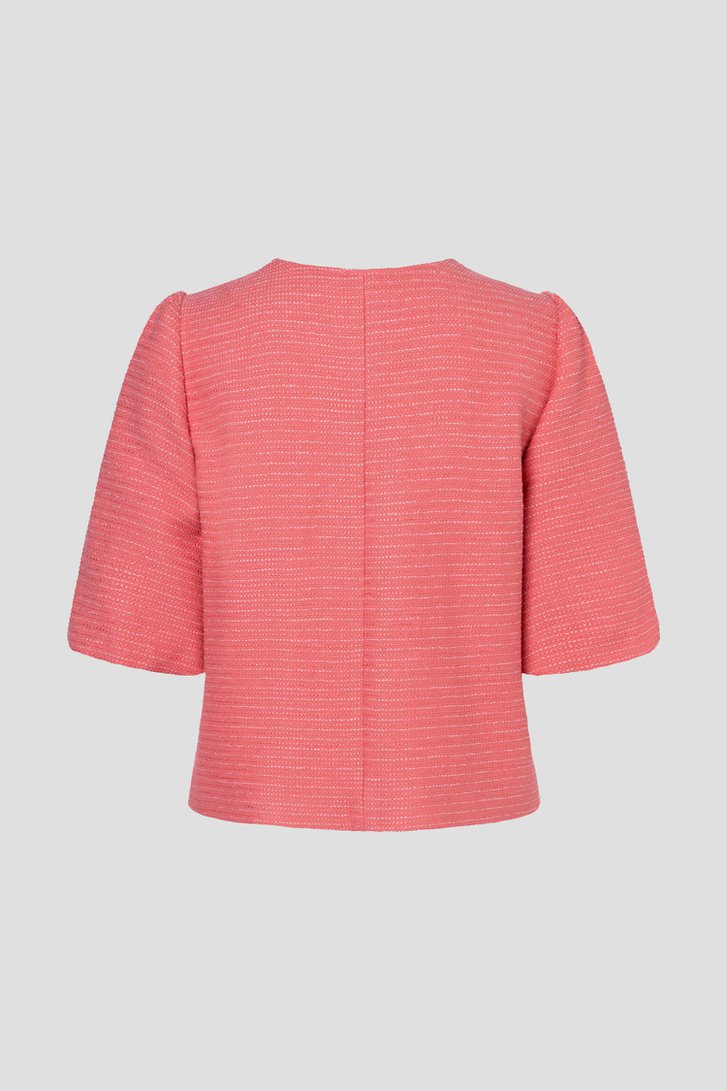 Productfoto 2 van Roze bouclé vest met korte mouwen door More & More voor Dames