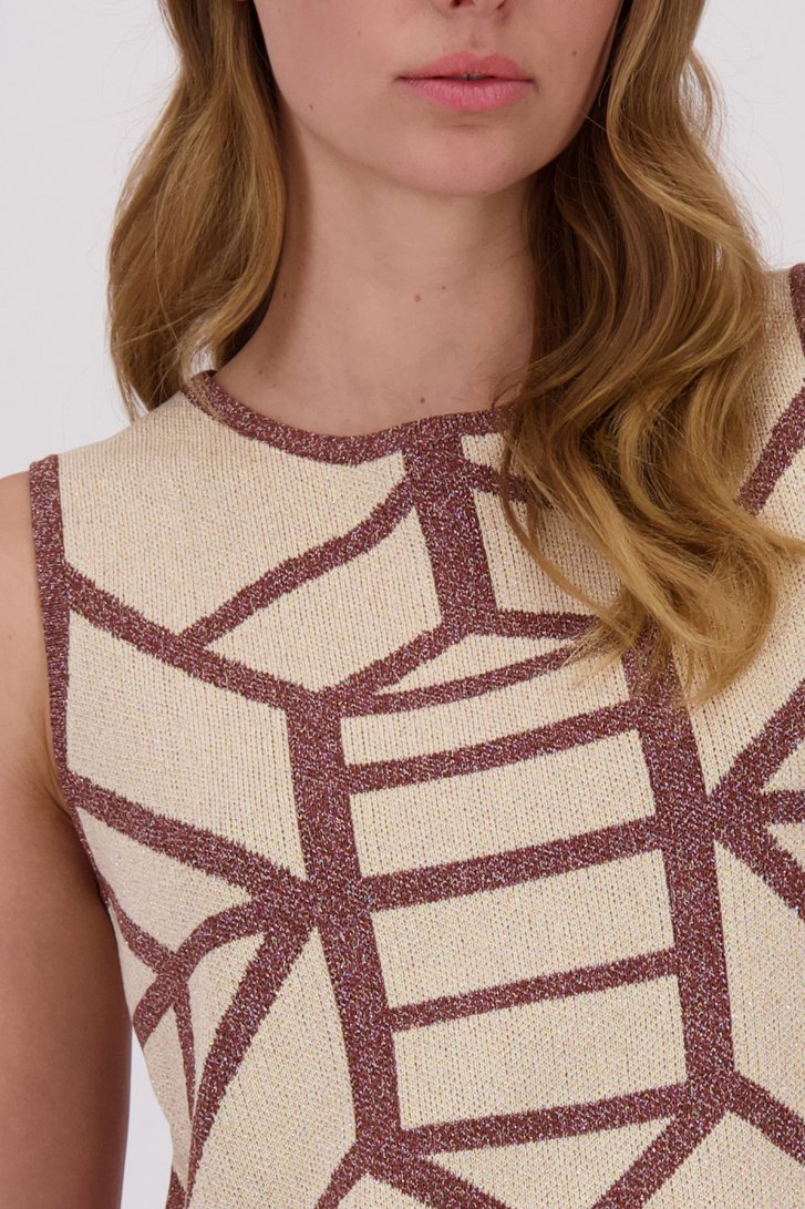 Roze-bruine mouwloze trui met glitter van D'Auvry voor Dames