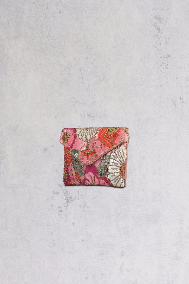 Roze clutch met glitter en bloemen van Bulaggi voor Dames