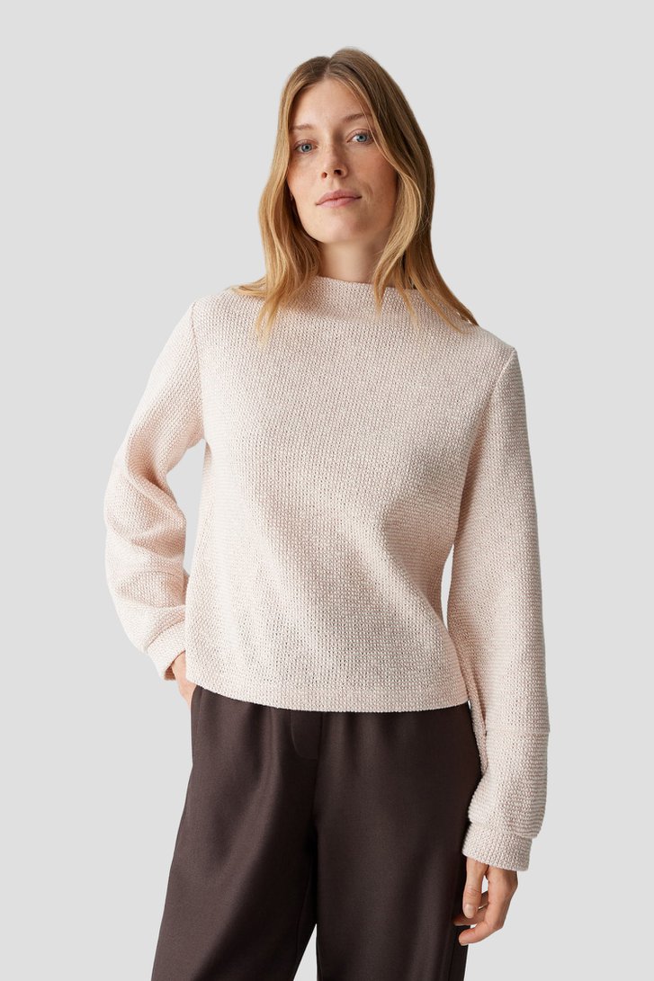 Voorkant van Roze gemêleerde trui met ballonmouwen  door Opus voor Dames