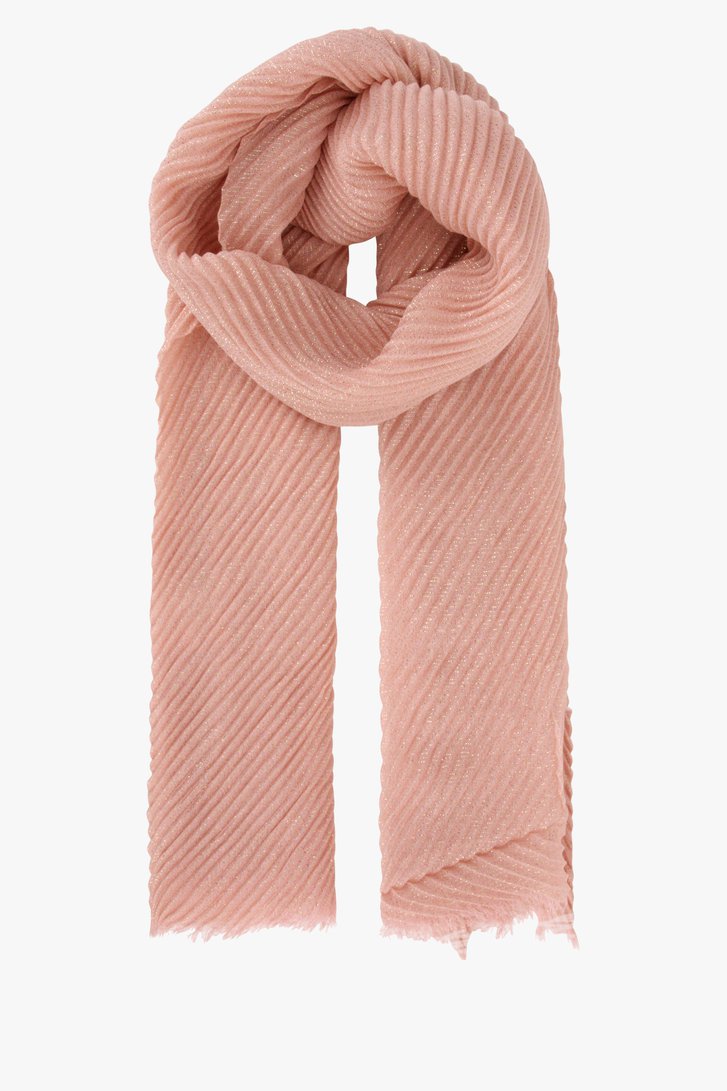 Roze geribbeld sjaaltje met gouden glinstering van Liberty Island voor Dames