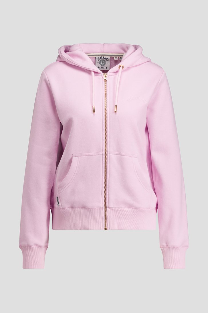 Productfoto 1 van Roze katoenen hoodie met rits door Superdry voor Dames