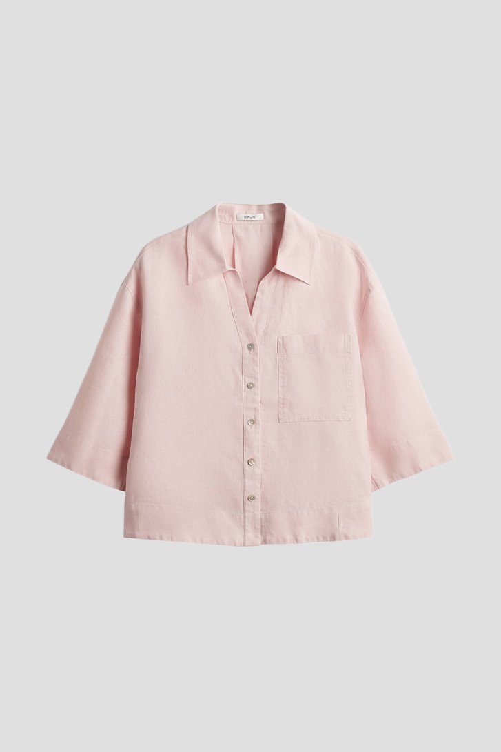 Productfoto 1 van Roze linnen blouse  door Opus voor Dames