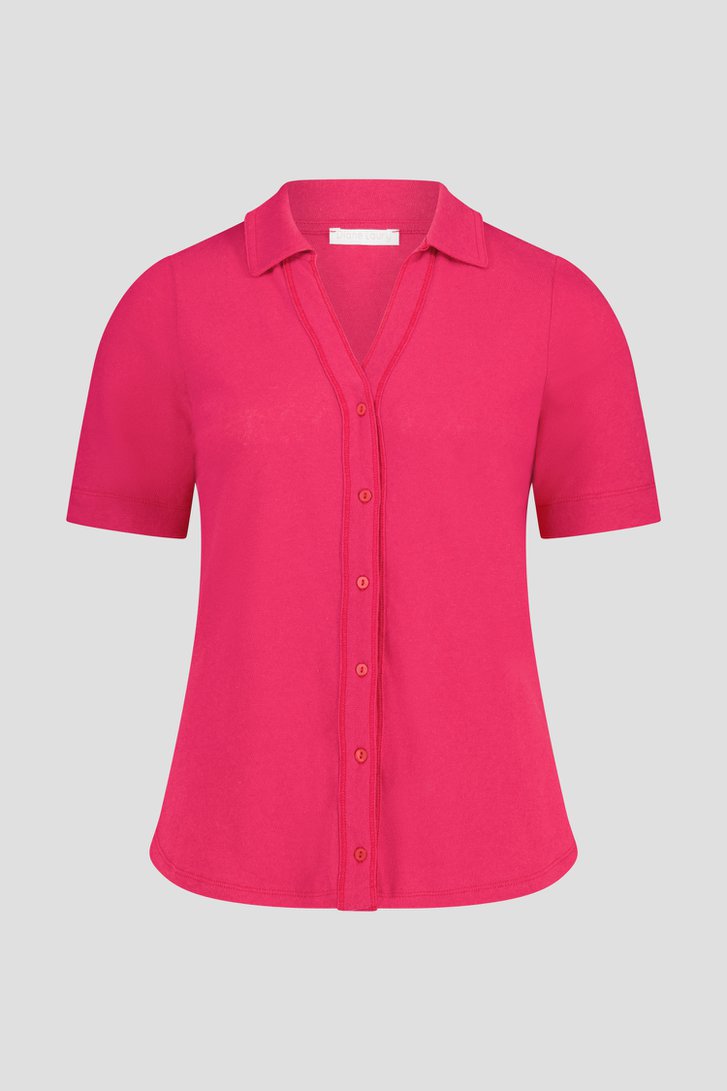 Roze linnen T-shirt met kraagje van Diane Laury voor Dames