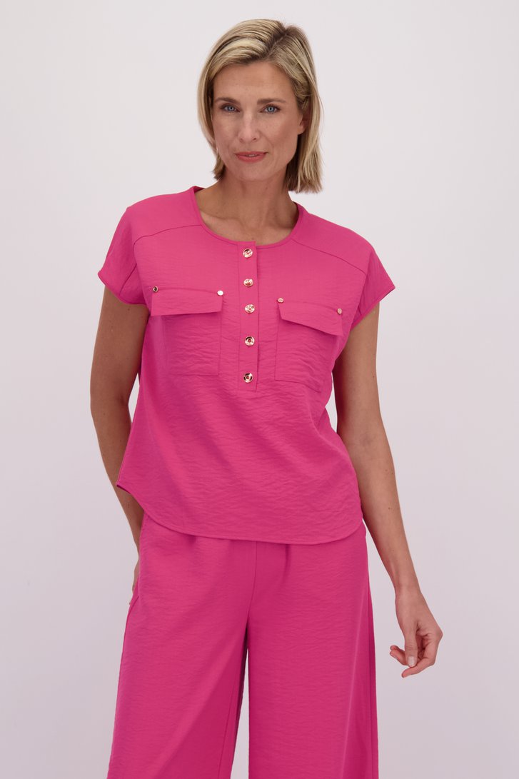 Voorkant van Roze mouwloze blouse door Claude Arielle voor Dames