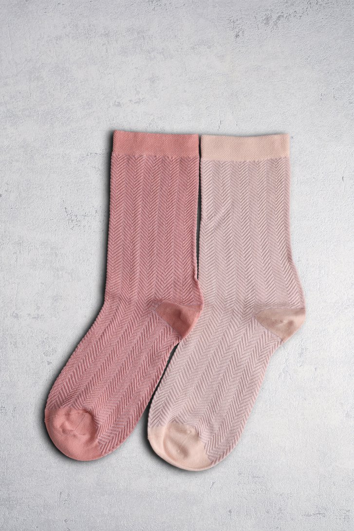 Roze sokken met gestreept motief - 2 paar van Camano voor Dames