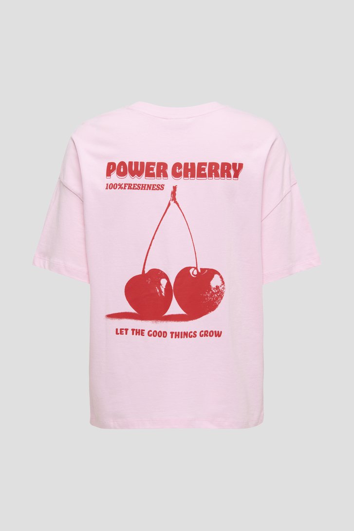 Productfoto 2 van Roze T-shirt met print op de rug door JDY voor Dames