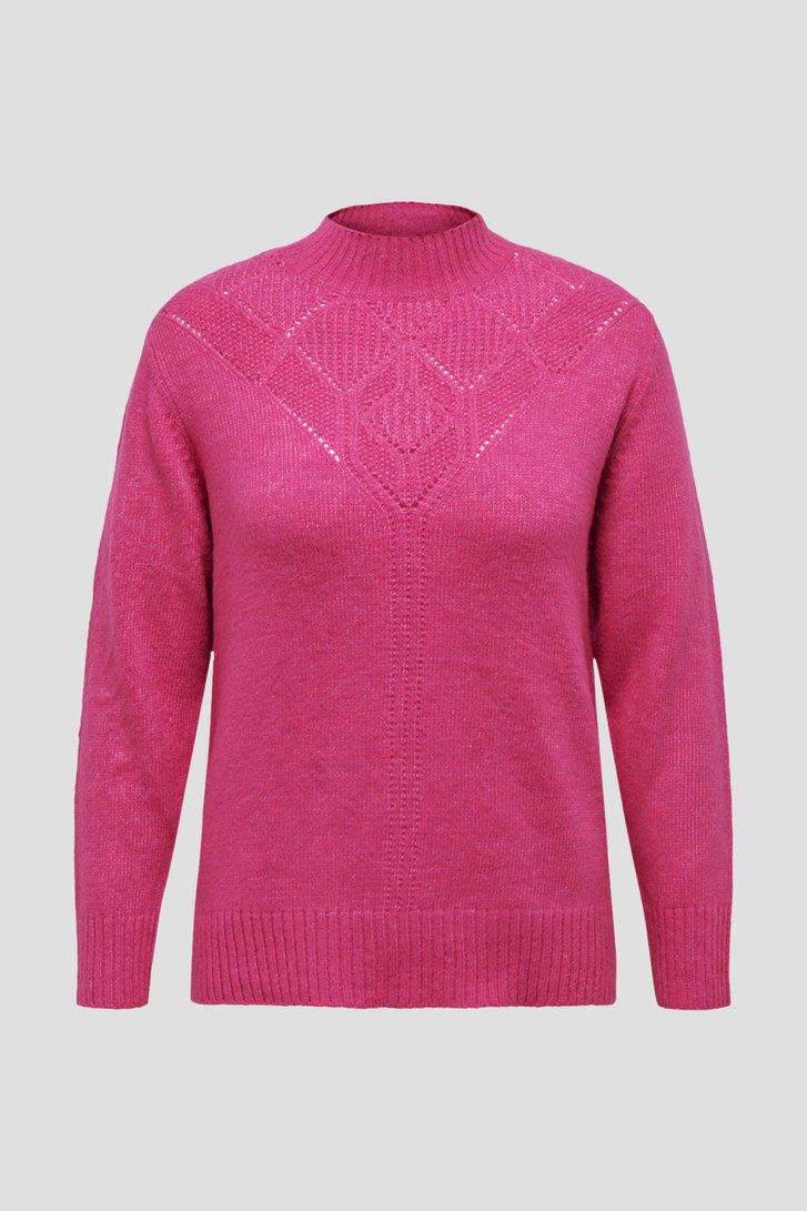 Roze trui met ajour motief van Only Carmakoma voor Dames