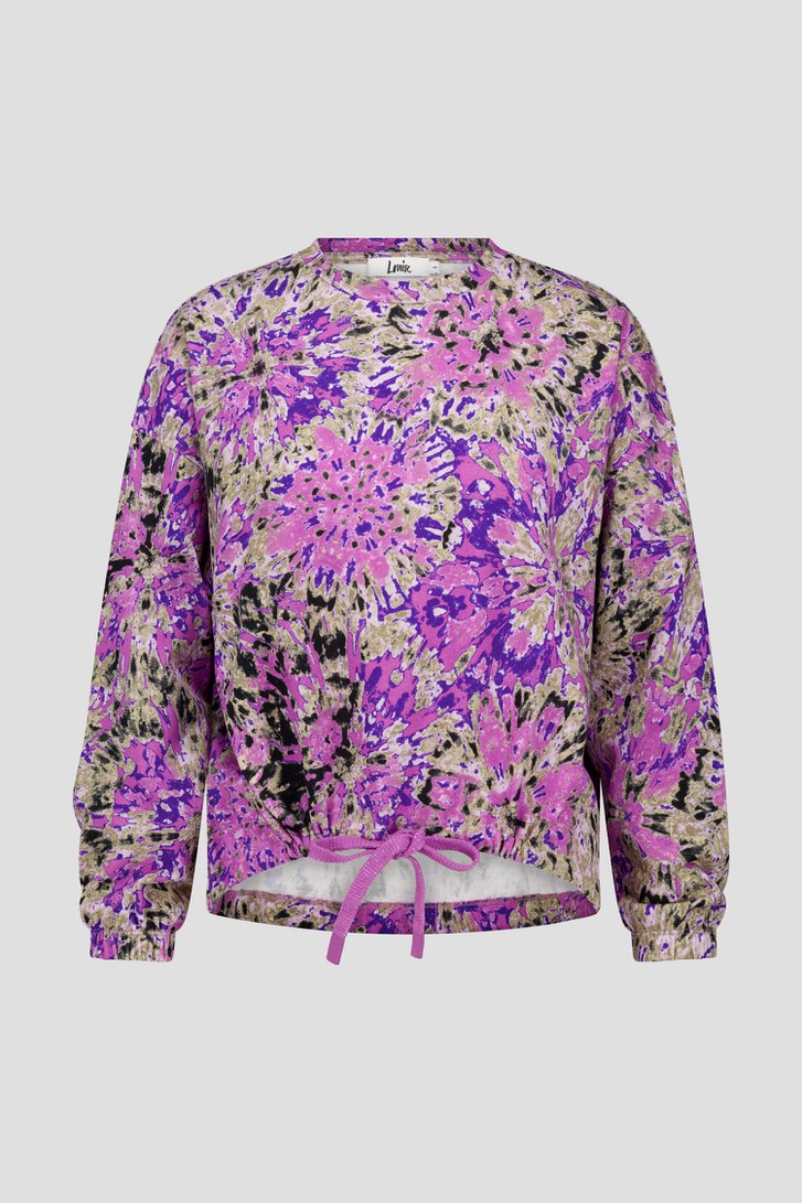 Roze trui met tie-dye motief van Louise voor Dames