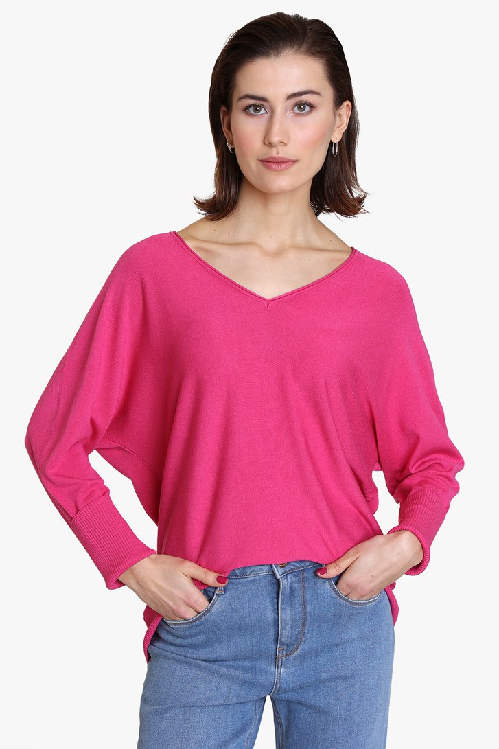 Roze trui met V-hals van Louise voor Dames