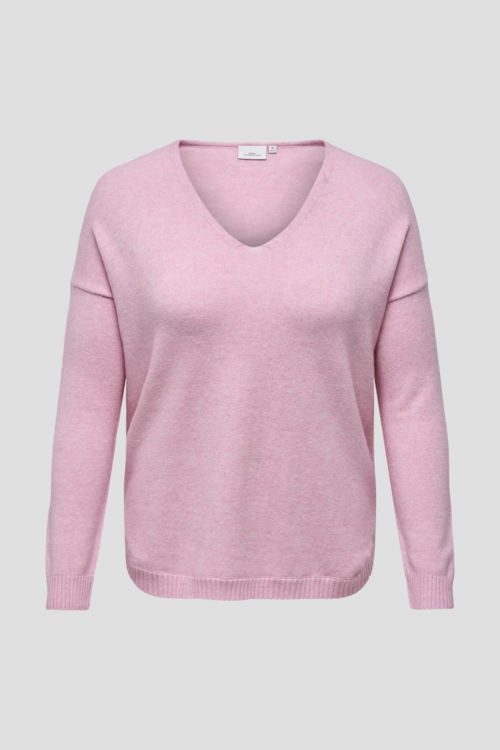 Productfoto 1 van Roze trui met V-hals  door ONLY Carmakoma voor Dames