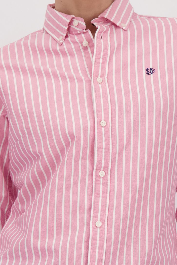 Detail van Roze wit-gestreept hemd door Superdry voor Dames