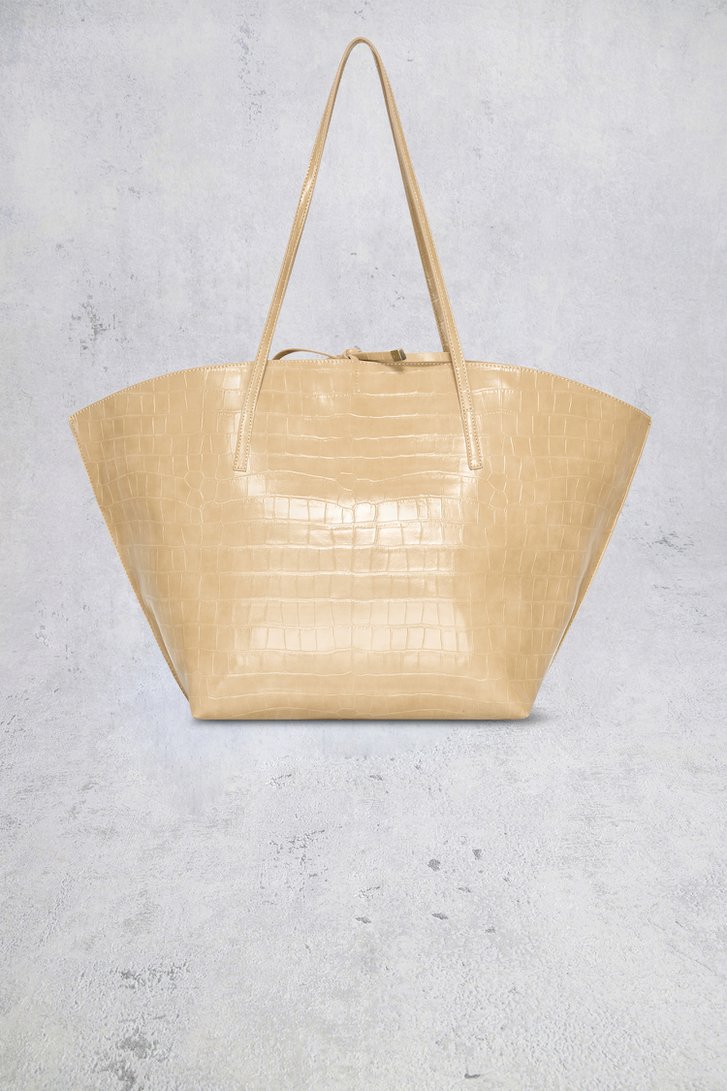 Le dos de Sac à bandoulière beige à structure crocodile de Bulaggi pour Femmes