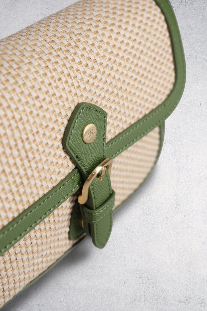Photo produit 1 de Sac à bandoulière tressé beige et vert de Hexagona pour Femmes