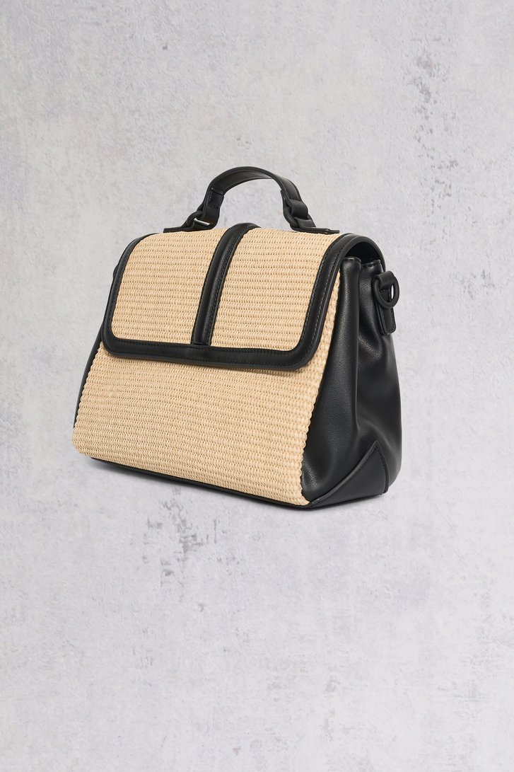Sac à main beige-noir en paille et faux cuir  de Bulaggi pour Femmes