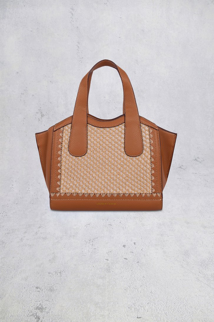 Le devant de Sac à main cognac avec surpiqûres décoratives de Laurent David pour Femmes