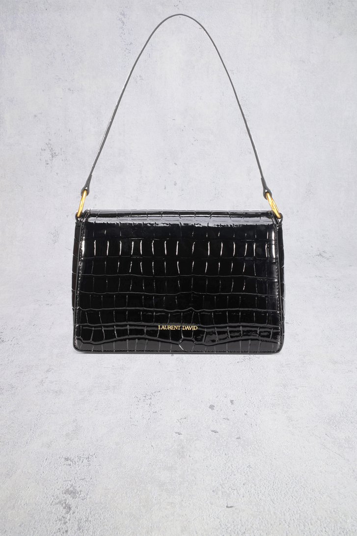 Le dos de Sac à main noir à structure crocodile de Laurent David pour Femmes