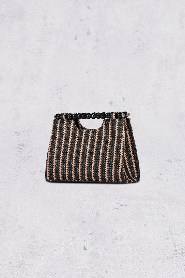 Sac à main tissé à rayures noires et beiges de Bulaggi pour Femmes