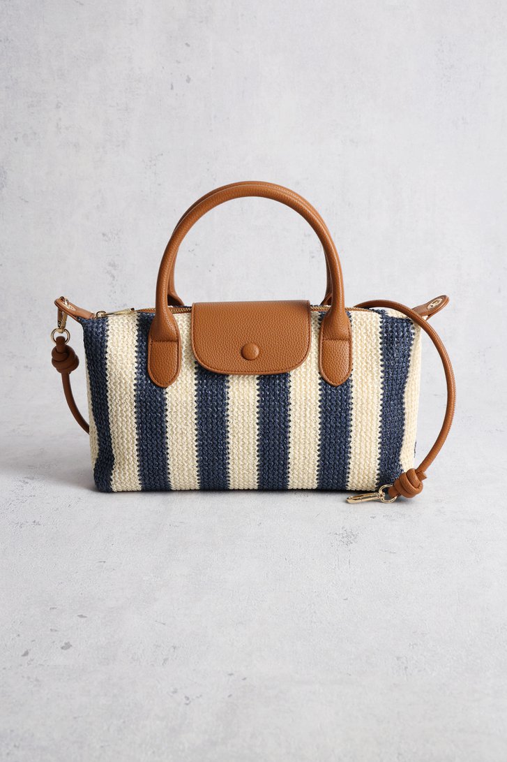 Le devant de Sac à main tressé à motif rayé bleu et blanc de Liberty Island pour Femmes